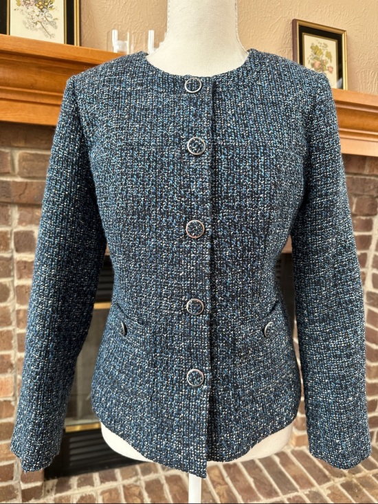 Pendleton Jackets & Blazers - Pendleton Navy Tweed Button-Front Women's Jacket Size 6